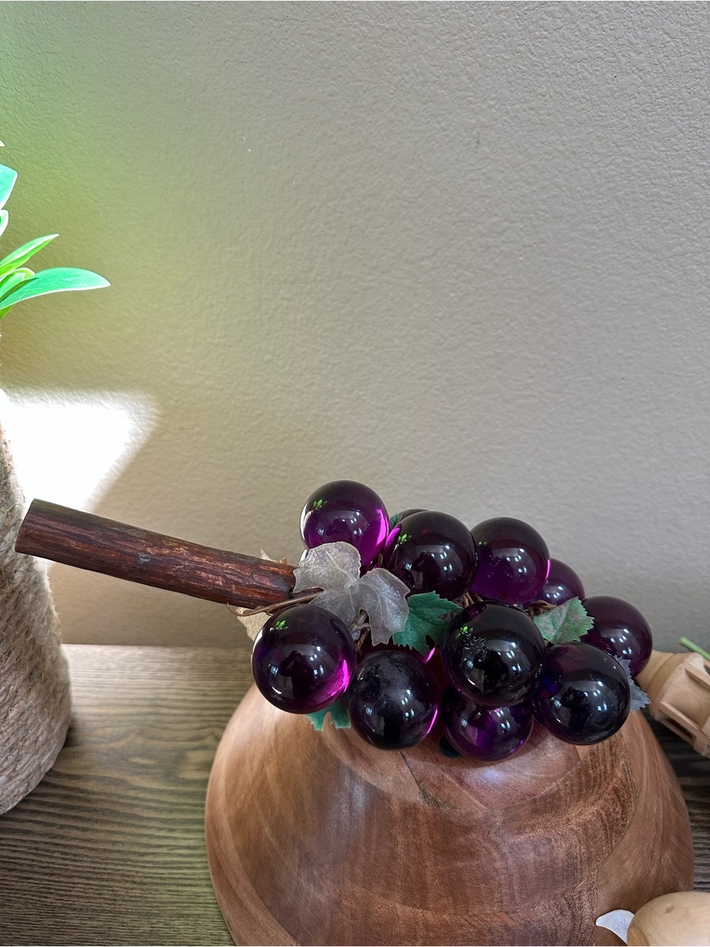 Decorative Purple Glass Grape Cluster Stem - Home Accents